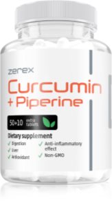 Zerex Curcumin + Piperine kapszula a sejtek oxidatív stressz elleni védelmének támogatására 60 kapsz.