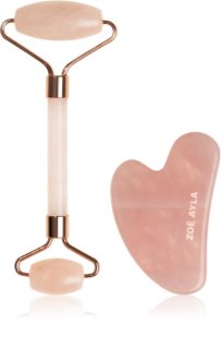 Zoë Ayla Rose Quartz Facial Roller And Gua Sha Tool Geschenkset für das Gesicht