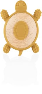 Zopa Silicone Wooden Teether Turtle jucărie pentru dentiție 0 m+ Mustard Yellow 1 buc