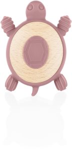 Zopa Silicone Wooden Teether Turtle jucărie pentru dentiție 0 m+ Old Pink 1 buc