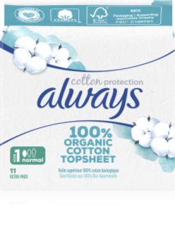 Always Cotton Protection Normal hygiejnebind Parfumefri 11 stk.