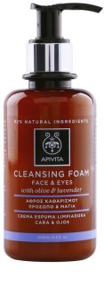 Apivita Cleansing Olive & Lavender mousse de limpeza para rosto e olhos