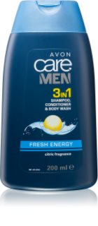 Avon Care Men 3 σε 1 σαμπουάν, μαλακτικό και τζελ για ντους για άντρες