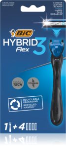 BIC FLEX3 Hybrid skustuvas + pakaitinė galvutė + pakaitiniai peiliukai, 4 vnt.