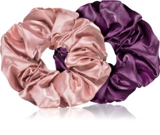 BrushArt Hair Large satin scrunchie set Hårelastikker Pink & Violet
