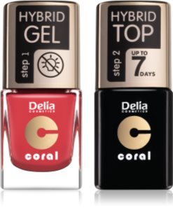 Delia Cosmetics Coral Nail Enamel Hybrid Gel козметичен комплект