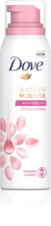 Dove Rose Oil spumă pentru duș 3 in 1
