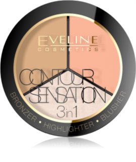 Eveline Cosmetics Contour Sensation Púderes highlight és kontúr paletta 3 az 1-ben