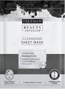 Freeman Beauty Infusion Charcoal + Probiotics очищуюча тканинна маска з активованим вугіллям для всіх типів шкіри