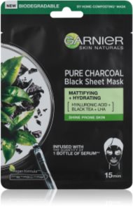 Garnier Skin Naturals Pure Charcoal  czarna maska tekstylna z ekstraktem z czarnej herbaty