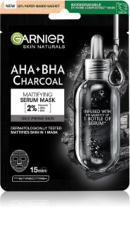 Garnier Skin Naturals Pure Charcoal  máscara em tecido preto com extrato de algas