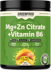 GreenFood Nutrition Performance Mg + Zn Citrate + Vitamin B6 prášek na přípravu nápoje s minerály