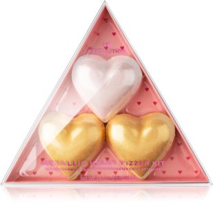 I Heart Revolution Fizzer Kit Mettalic Heart Χρωματισμένες αφρίζουσες ταμπλέτες μπάνιου