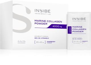 INSIBÉ Kolagen Morski 4000 mg o smaku malinowym dla grupy wiekowej 35-45 lat suplement diety z substancjami słodzącymi na piękne włosy, skórę i paznokcie