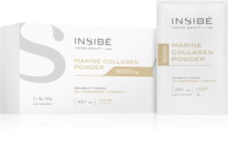 INSIBÉ Kolagen Morski 5000 mg o smaku kawowym dla grupy wiekowej 45+ - pakiet startowy suplement diety z substancjami słodzącymi na piękne włosy, skórę i paznokcie