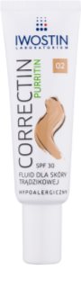 Iwostin Purritin Correctin дълготраен покривен матиращ флуид за акнозна кожа SPF 30
