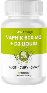 Movit Energy Vápník 600 mg + D3 liquid výživový doplnok na podporu zdravia kostí a nervového systému