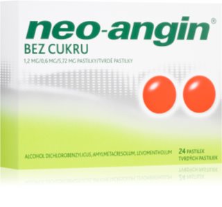 Neo-Angin Neo-angin bez cukru 1,2mg/0,6mg/5,72mg pastilky