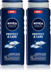 Nivea Men Protect & Care gel de ducha para rostro, cuerpo y cabello 2 x 500 ml (formato ahorro)