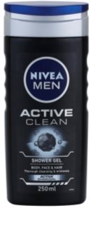 Nivea Men Active Clean Douchegel voor Gezicht, Lichaam en Haar  voor Mannen