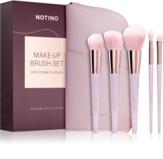 Notino Charm Collection brush set with pouch Dusty pink