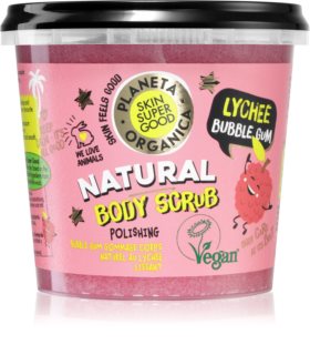 Planeta Organica Skin Super Good Lychee Bubble Gum kūno šveitiklis švelniai ir glotniai odai