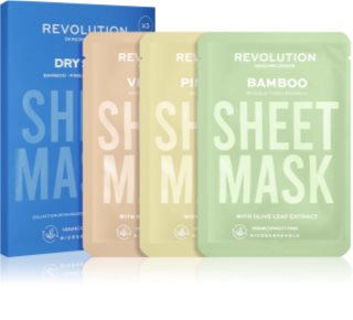 Revolution Skincare Biodegradable Dry Skin ensemble de masque en tissu pour peaux déshydratées et sèches