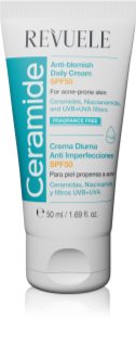 Revuele Ceramide Anti-Blemish Daily Cream nappali védőkrém problémás és pattanásos bőrre SPF 50 50 ml