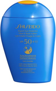 Shiseido Sun Care Expert Sun Protector Face & Body Lotion naptej arca és testre SPF 50+