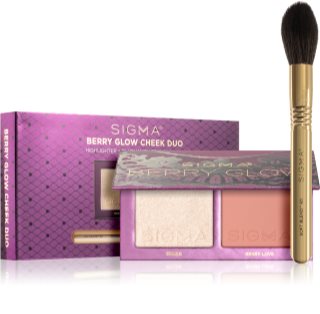 Sigma Beauty Berry Glow Cheek Duo Blush with Illuminator (with Brush)