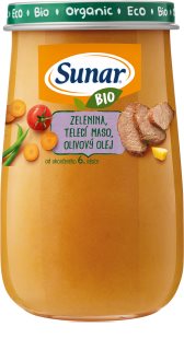 Sunar BIO zelenina, telecí maso, olivový olej dětský příkrm