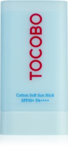 TOCOBO Cotton Soft Sun Stick barra hidratante protectora con efecto mate SPF 50+ 19 g