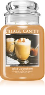Village Candle Salted Caramel Latte illatos gyertya  (Glass Lid)
