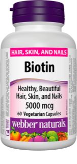 Webber Naturals Biotin 5000 mcg podpora stavu pleti, vlasů a nehtů