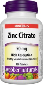 Webber Naturals Zinc Citrate 50 mg podpora správného fungování organismu