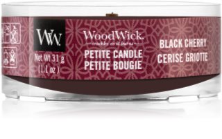 Woodwick Black Cherry votivna sveča z lesenim stenjem