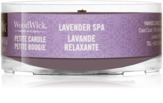 Woodwick Lavender Spa votivna sveča z lesenim stenjem