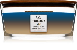 Woodwick Trilogy Nautical Escape geurkaars met een houten lont (hearthwick)