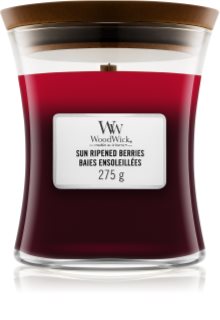 Woodwick Trilogy Sun Ripened Berries dišeča sveča  z lesenim stenjem