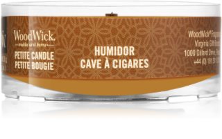 Woodwick Humidor votivna sveča z lesenim stenjem