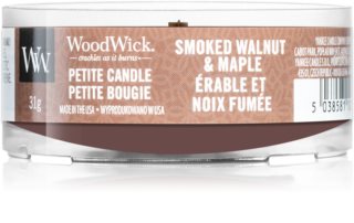 Woodwick Smoked Walnut & Maple votivna sveča z lesenim stenjem