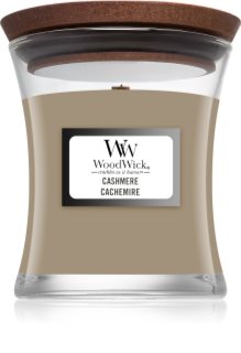 Woodwick Cashmere geurkaars met een houten lont