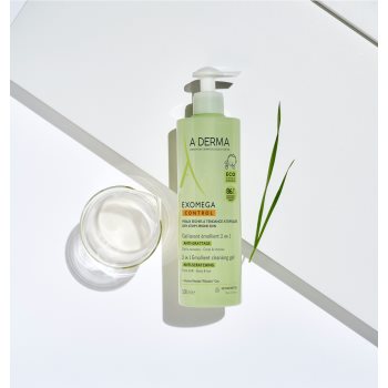 A-Derma Exomega Control 2 in 1 emollient cleansing gel gel de duș pentru piele uscata spre atopica - imagine 2