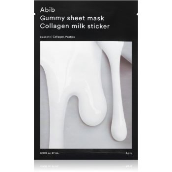 Abib Gummy Sheet Mask Collagen Milk Sticker зволожуюча маска має заспокійливі властивості 27 мл