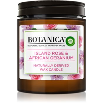 Air Wick Botanica Island Rose & African Geranium lumânare parfumată cu aromă de trandafiri