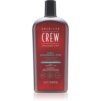 American Crew 3 in 1 Chamimile + Pine șampon, balsam și gel de duș 3 în 1 pentru barbati