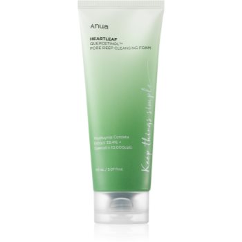 Anua Heartleaf Quercetinol Pore Deep Cleansing Foam Spuma curatare intensa. pentru ten gras și mixt