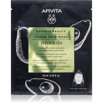Apivita Express Beauty Moisturizing Tissue Face Mask Avocado mască textilă hidratantă pentru netezirea pielii