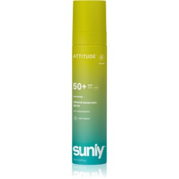 Attitude Sunly Mineral Sunscreen Spray SPF 50+ spray autobronzant cu minerale fara parfum