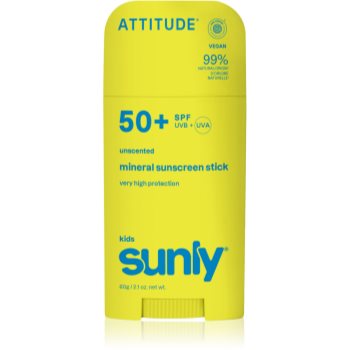 Attitude Sunly Kids Mineral Sunscreen Stick SPF 50+ crema de fata cu minerale pentru protectie stick